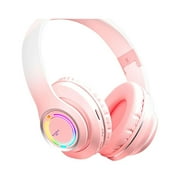 COFEST Electronics Gadgets,Gradient Colored Light Emitting Bluetooth Headphones,Popular Game Wireless Headphones Pink
