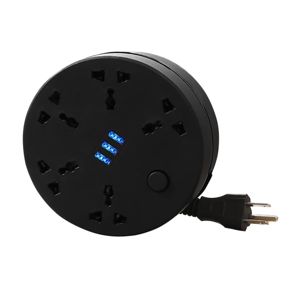 COFEST Electronics Gadgets,Travel Power Strip,6.56Ft Extension Cord With 3 USB Ports And 5-Outlet,Ultra-Compact Wide Spaced Multi Outlets Plugs Sockets,Room,For Room,Work,Black,