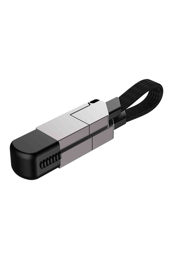 Fast Charging 4-in-1 Keychain Data Cable-60W Power Output-Ultra-Fast Charging and Data Transmission-Ideal for All Devices,Black,