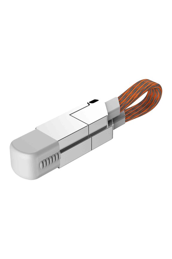 Fast Charging 4-in-1 Keychain Data Cable-60W Power Output-Ultra-Fast Charging and Data Transmission-Ideal for All Devices,Orange,
