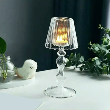COFEST Glass Candlestick Holders Glass Candleholders Tea Light Candle Holders Clear Hurricane Candleholders Tall Elegant Votive Tealight Candlestick, for Ceremony Wedding Dining Party Home Decor Clear
