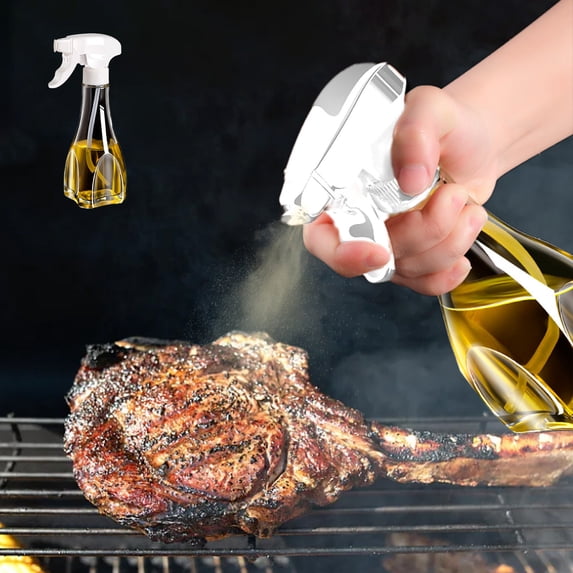 COFEST Glass Oil Spray Bottle for Kitchen, 240ml Capacity, Black/White/Gold/Silver, Funnel Included, Leak-Proof, Ideal for Healthy Cooking and BBQs White