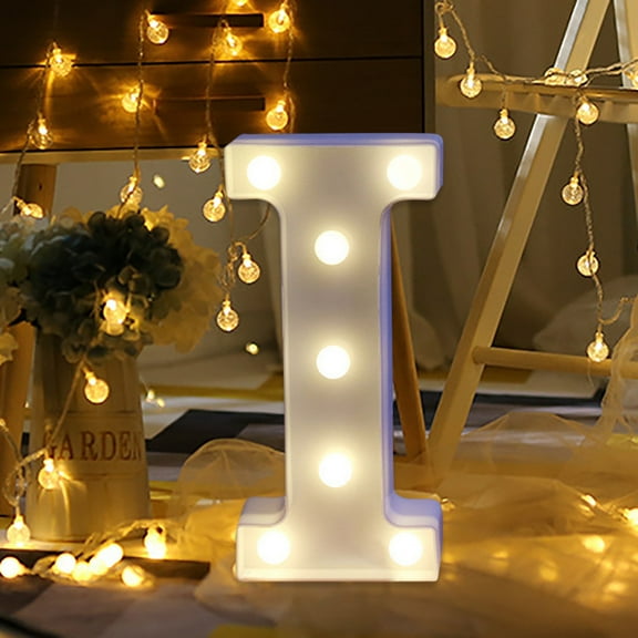 COFEST Home Decor,Alphabet Led Letter Lights Light Up White Plastic Letters Standing Hanging A-M & I