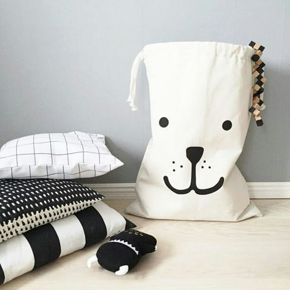 COFEST Home Decor Canvas Storage Bag Basket Organizers for Kids Toys， Baby Clothing， Children Books， Gift Baskets White