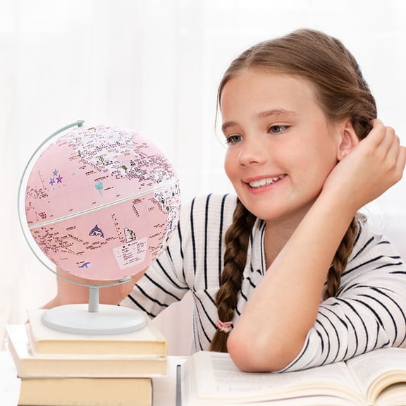 COFEST Home Decoration,360° Rotating Earth,AR Light Earth,High Definition Earth,Geographic Light Up Globe Table Lamp for Desktop Teaching Easy-Read ,Pink,