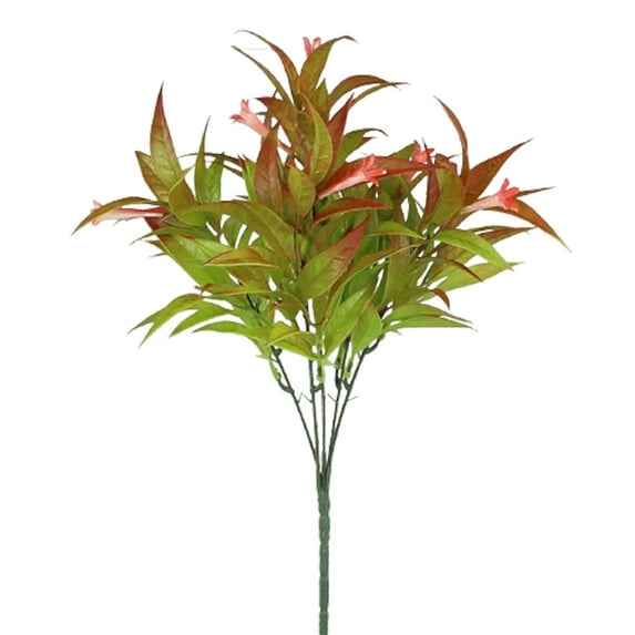 COFEST Home Decoration 4pcs Artificial Plants Fake Grass Outdoor Artificial Shrubs Grass Greening For Home Window Garden Office Patio Hanging Planter Way Front Porch Decor Red