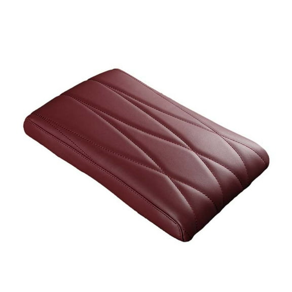 COFEST Home Decoration,Car Center Console Cover,Leather Memory Foam Armrest Cushion Protection Pad,Waterproof Hand Rest Pillow with Height Increase for Most Car,Wine,