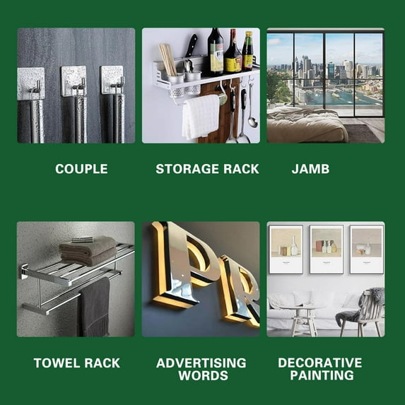 COFEST Home&Garden,No More Nails Invisible,Heavy-Duty Clear Glue,Strong Glue for Wood,Ceramic,Metal and More,Instant Grab Mounting Adhesive,A,