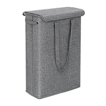 COFEST Home essentials,Laundry Basket With Lid,Tall Thin Laundry Hamper With Handles,Waterproof Lining Narrow Dirty Clothes Hamper For Bathroom Bedroom Dorm Organization Storage,Gray,
