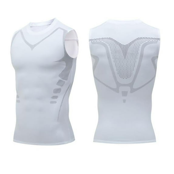 COFEST Ionic Shaping Vest,2023 New Men Chest Gynecomastia Compression Top,Comfortable and Breathable,for Men to Build a Perfect Body White M