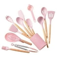 thumbnail image 1 of COFEST Kitchen Utensils & Gadgets,Wooden Handle Silicone Kitchenware Set 14 Piece Round Barrel Set Non Stick Pot Cooking Spoon Kitchen Tools Pink B, 1 of 8