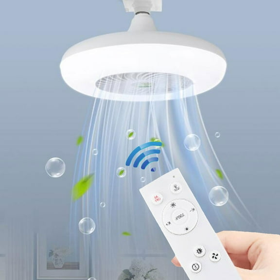 COFEST Lighting Ceiling Fan Screw Fan Light,Ceiling Fan With Lights,Enclosed Low Profile Fan Light,Ceiling Light With Fan,Hidden Electric Fan Delier- Intelligent Dimmin 110-265V Usable E27 White