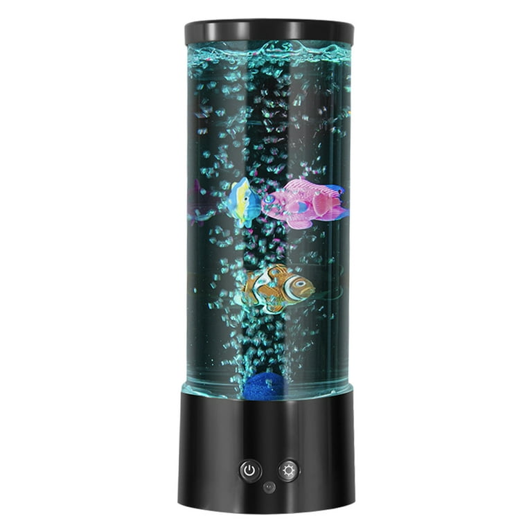 COFEST LED Fish Lava Lamp Mini Bubble Lamp 4.72x4.72x12.20in Multicolor Decorative USB Power