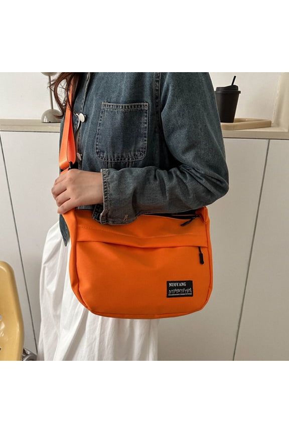 Lightweight Nylon Shoulder Bag Single Shoulder Underarm Bag Large Capacity Handbag For Ladies Storage & Organization Orange