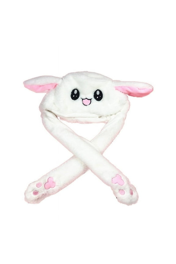 Luminous Bunny Hat With Ears,Cute Plush Toy Warm Hat Rabbit Hat With Moving Ears,Rabbit Hat With Moving Ears,Funny Plush Rabbit For Boys And Girls,B,