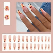 COFEST Medium Length Press-On Nails,24 Tablets Of Fake Nails With Pattern,Adhesive Nail Art Set For Women（1Ml） Multicolor D