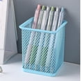 thumbnail image 1 of COFEST Metal Mesh Desk Organizer for Stationery, Stainless Steel Pen Holder with Large Opening, Colorful Desktop Storage Box for Students Blue, 1 of 8