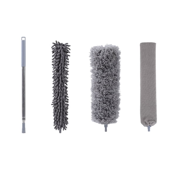 COFEST Mop/Brooms Accessories,Four Piece Combination Retractable Sweeping Fiber Feather Flexible Electrostatic Chenille Brush Multifunctional Household Cleaning Extension Extension As Shown
