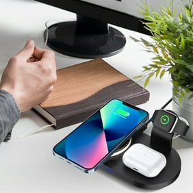 COFEST Multi Functional Four In One Wireless Smart Charger for IOS Mobile Phone Watch Headset Desktop 15W Wireless Fast Charger Mobile Phone Bracket Black