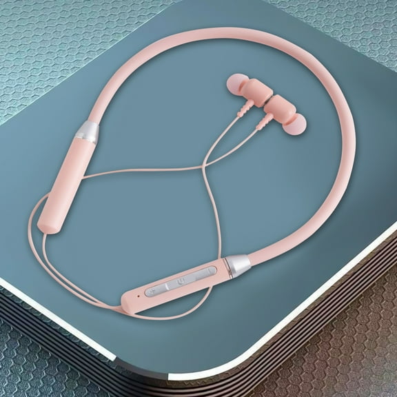 COFEST Neckband Bluetooth Headphones, HD Stereo Wireless Sports Earphones, Around Neck Bluetooth Headphones Noise Cancelling Mic, Magnetic Attraction Pink