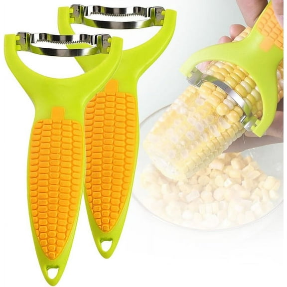 COFEST Non-Slip Corn Planer Kitchen Gadget, Improved Stainless Steel Corn Peeler, Ergonomic Corn Stripper with Teethed Blade, Dishwasher Safe Corn Cutter for Kitchen A