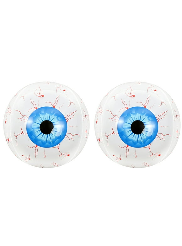 COFEST Outdoor Scenes Decorations,2Pc Inflatable Large Set of Eyes, Halloween Inflatable Light Up Eyeball with Build-in LEDs, Blow Up Inflatable for Halloween Party Indoor, Outdoor Blue