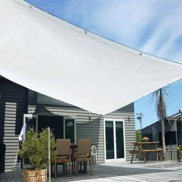 COFEST Outdoor Sunshade Canopy for Garden and Pool, Rectangle Shade Canopy with 95% Sun Protection, HDPE Sun Block Shade Sail for Patio, Breathable Outdoor Sun Awning for BBQ Areas. white