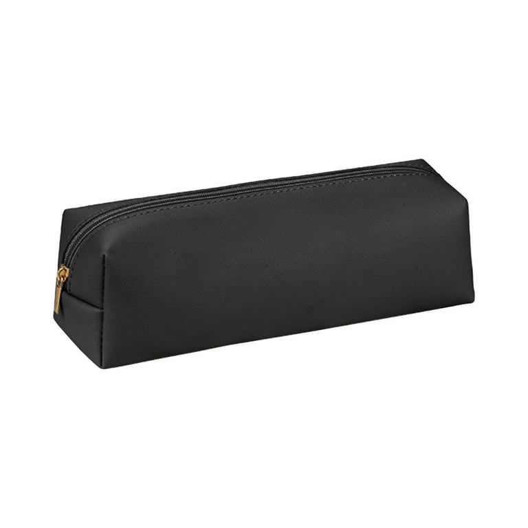 COFEST Pencil Case Pencil Pouch Black Pencil Bag Leather Pen