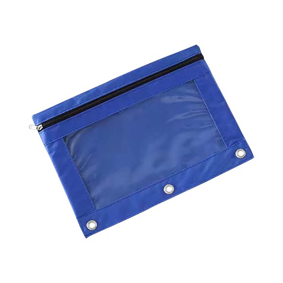COFEST Pencil Case,Three-hole Pencil Case Single Zipper Transparent PVC Document Storage Bag Detachable Folder Large Capacity Pencil Case Blue