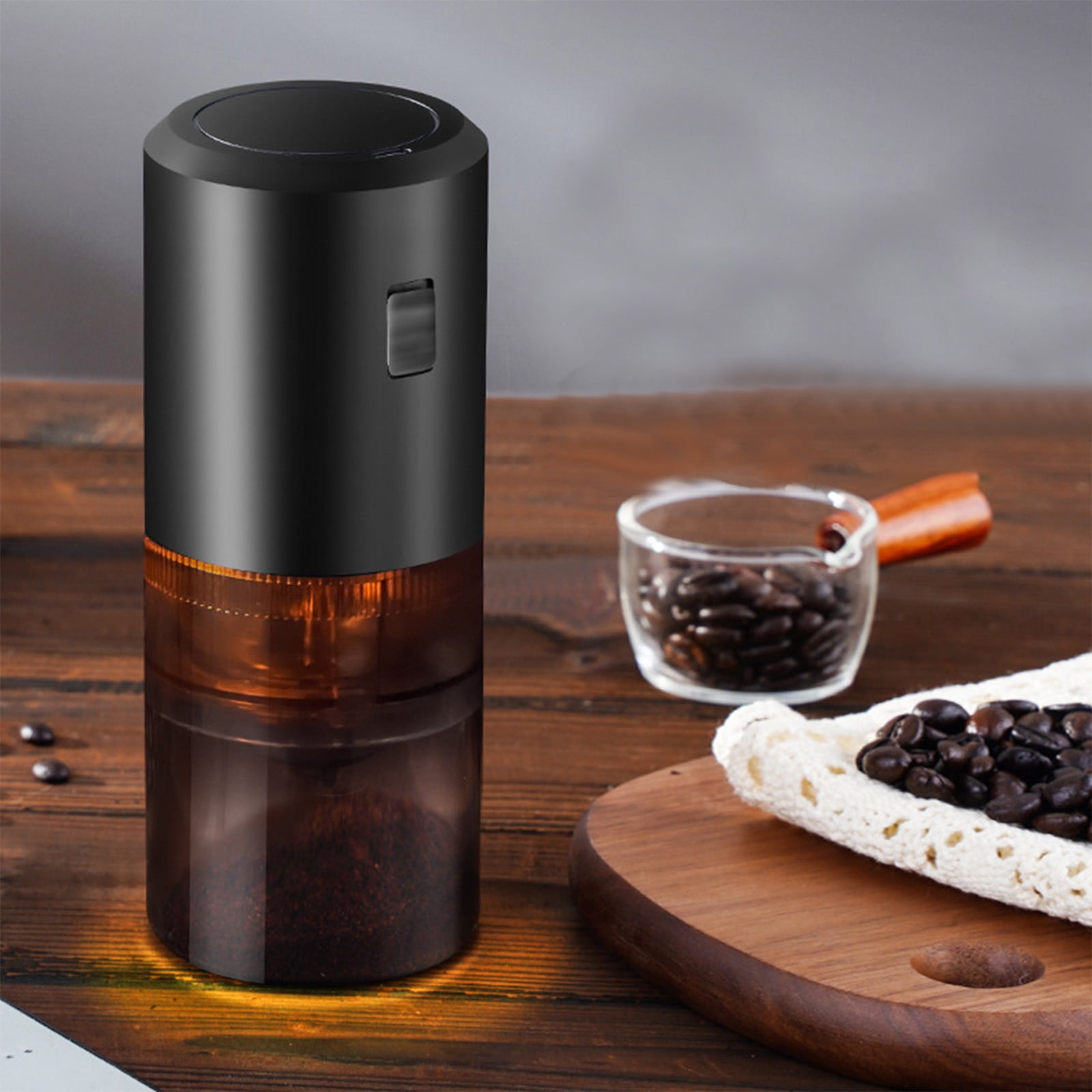 COFEST Portable Electric Coffee Grinder with USB C Charging Adjustable Ceramic Burrs and Cleaning Brush Black 18 8 8 cm black