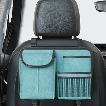COFEST Premium Leather Car Seat Back Storage Bag, Multi-Layered Organizer for Car Backseat, Sturdy Hook Design Rear Seat Storage Box. Green