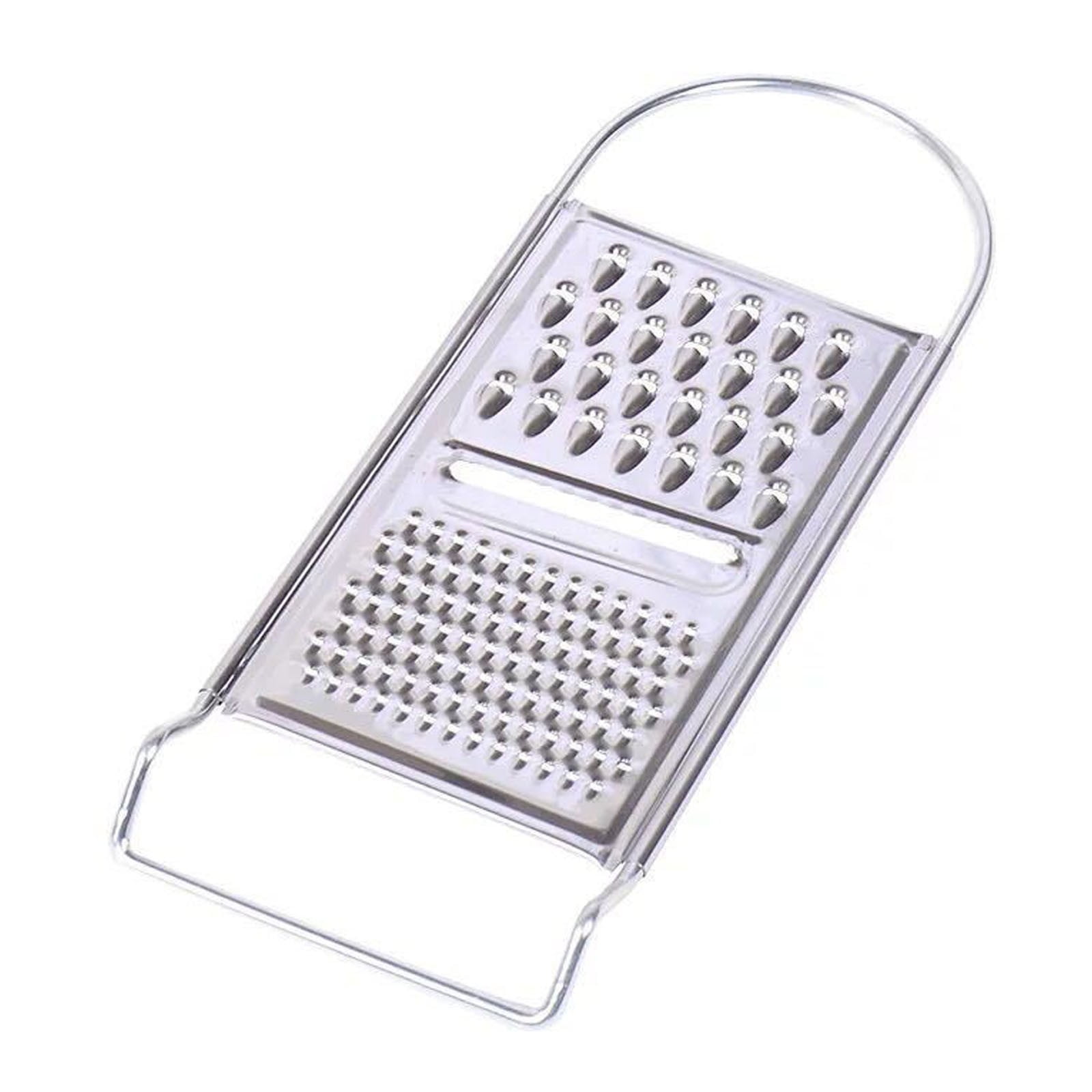 COFEST Rectangular Stainless Steel Flat Cheese Grater with Non-Slip Handle and Base, Multifunctional Manual Vegetable Cucumber Potato Carrot Kitchen Tool Grater silver
