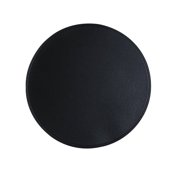 COFEST Round Leather Placemat Solid Colour Faux Leather Placemats, Coffee Mats, Kitchen Table Mats,, Easy To Clean Kitchen Table Mats Black