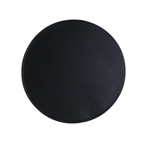 COFEST Round Leather Placemat Solid Colour Faux Leather Placemats, Coffee Mats, Kitchen Table Mats,, Easy To Clean Kitchen Table Mats Black