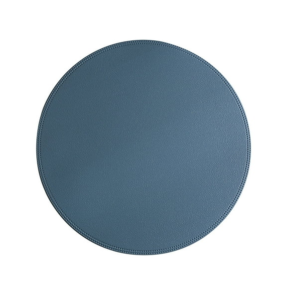 COFEST Round Leather Placemat Solid Colour Faux Leather Placemats, Coffee Mats, Kitchen Table Mats,, Easy To Clean Kitchen Table Mats Blue