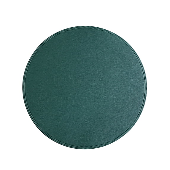 COFEST Round Leather Placemat Solid Colour Faux Leather Placemats, Coffee Mats, Kitchen Table Mats,, Easy To Clean Kitchen Table Mats Green