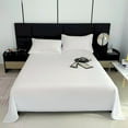 thumbnail image 1 of COFEST Skin Friendly Cotton Bed Sheets for Single and Double Beds, Solid Color Easy Care Double Brushed Bed Sheets, Modern Style Breathable Black Cotton Bedding Set White, 1 of 8
