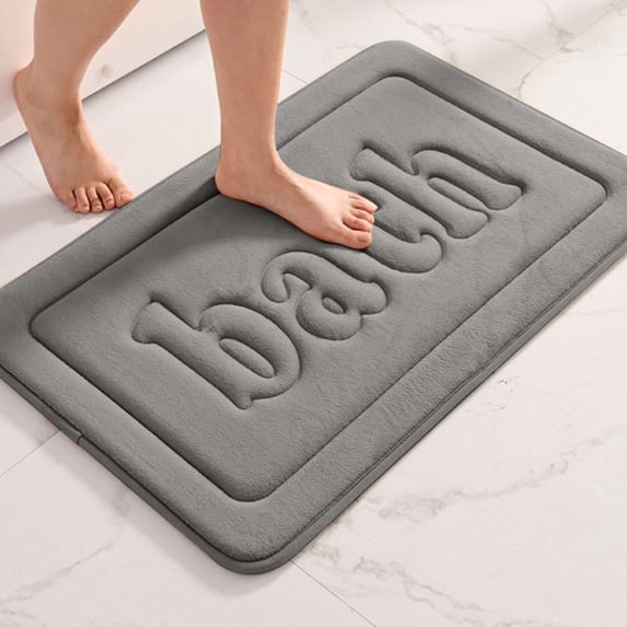COFEST Soft and Absorbent Bathroom Floor Mat, Machine Washable Non-Slip Bath Rug, Luxurious Thick Shag Bathroom Carpet. Gray