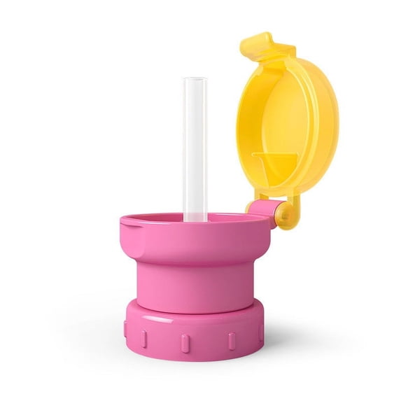 COFEST Spill-Proof Water Bottle Cap with Straw, One-Handed Flip Lid for Drinking, BPA-Free Water Bottle Cap Cover, Washable Reusable Straw Cap Red