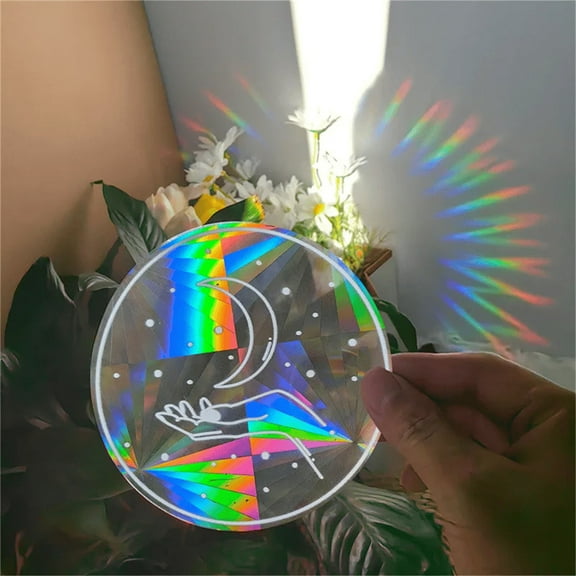 COFEST Suncatcher Window Film for Home, PVC Window Decor Stickers, Vibrant Sunlight Catcher Film, Easy Peel-and-Stick Window Art white