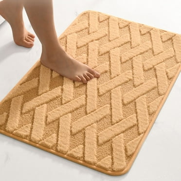 COFEST Super Absorbent Bathroom Floor Mat, Machine Washable Non-Slip Bath Mat, Soft and Warm Water Absorbing Rug. Gold