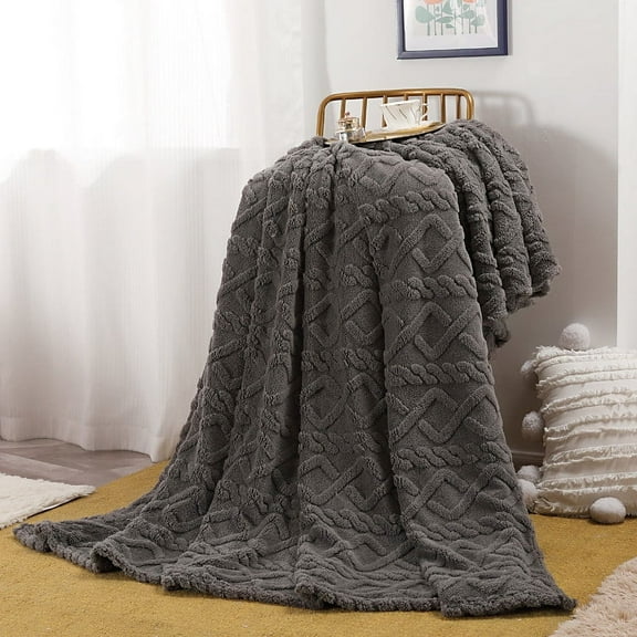 COFEST Super Soft Plush Fleece Blanket, Warm Microfiber Throw Rug, Cozy Sofa Bedding Blanket, Machine Washable Flannel Throw Gray