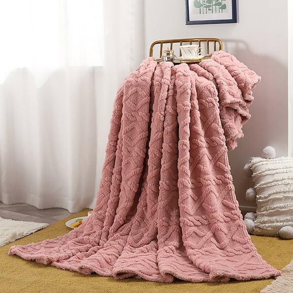 COFEST Super Soft Warm Solid Blanket,Luxurious Comfy & Skin-Friendly Warm Micro Plush Fleece Blanket,Micro Luxury Plush Fleece Blanket Throw Rug for Bedding Sofa Office Pink