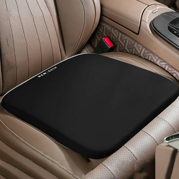 COFEST Universal Ventilated Car Seat Cushion with Memory Foam - Ultra-Fine Fiber Leather, Perforated Design, Non-Slip, and Easy Storage Pockets for All Season Comfort Black
