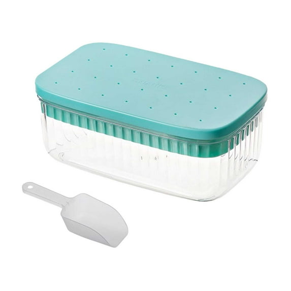 COFEST Up to 65% off Ice Cubes Tray with Lid and Bin Press Type Easy Release 28Pcs Ice Cubes Molds Ice Box Holder Comes with Scoop Mint Green