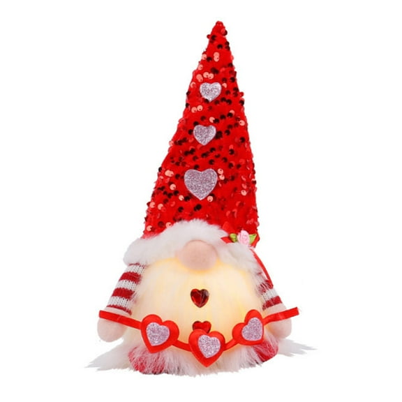 COFEST Valentine's Day Rudolph Faceless Doll Gift - Fabric Dwarf Embracing Heart, Soft & Fuzzy Knit Hat, Perfect Home Decoration for Romantic Ambiance