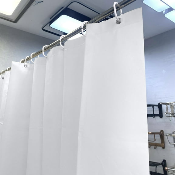 COFEST Waterproof Solid Color Shower Curtain with Hooks, Thickened Non-Punching Bathroom Shower Curtain, Durable ABS Material Shower Curtain for Bathroom. White