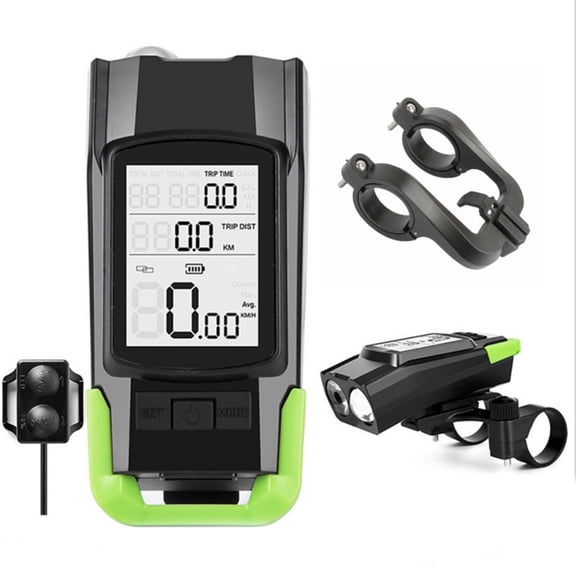 COFEST Wireless Bike Light with Horn and Speedometer, Three-in-One Cycling Flashlight Mountain Bike Accessory, USB Rechargeable Bike Headlight with High Decibel Horn, Multifunctional Bicycle Light Set