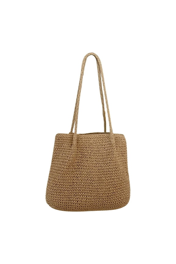 Women Straw Crochet Backpack Flap Drawstring Shoulders Bag Casual Beach Daypack Clutch Bag Straw Purse For Girls Summer Beach Crossbody Handbags Khaki