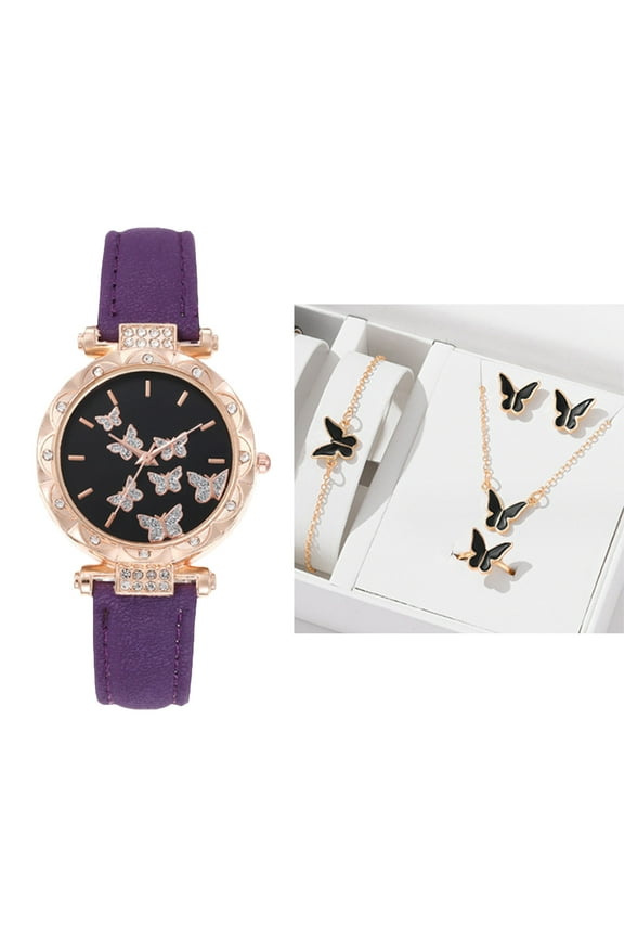 Women's Digital Belt Watch with Night Light, Fashion Personality Watch for Women, Scratch-Resistant HD Mirror Watch, Precision Steel Watch Chain Buckle Purple